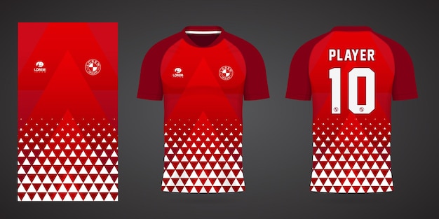 Modello di maglia sportiva rossa per le divise della squadra e il design della maglietta da calcio