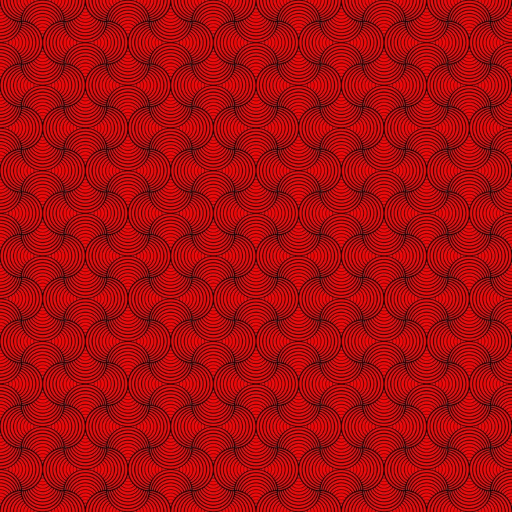 Vector red square background seamless pattern with outline blended rounds small petal shape ornate tile