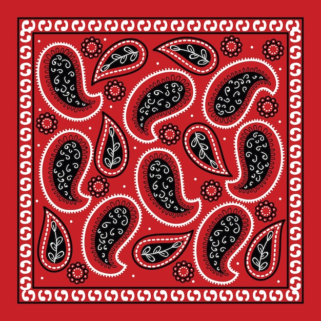 Vector red square bandana design illustration