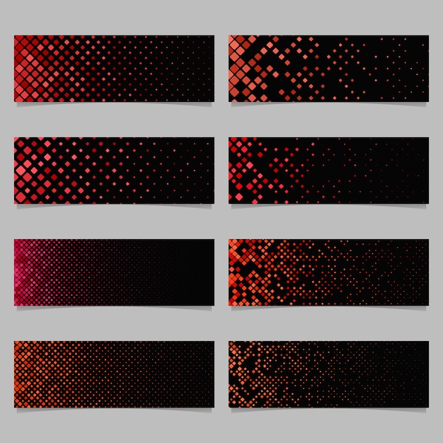 赤い四角いモザイクパターンのバナーの背景セット