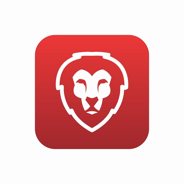 A red square with a lion head on it.