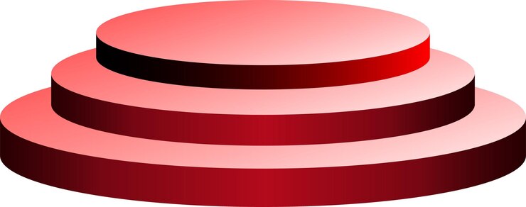 Vector red stage podium scene for award ceremony illuminated with spotlight award ceremony concept