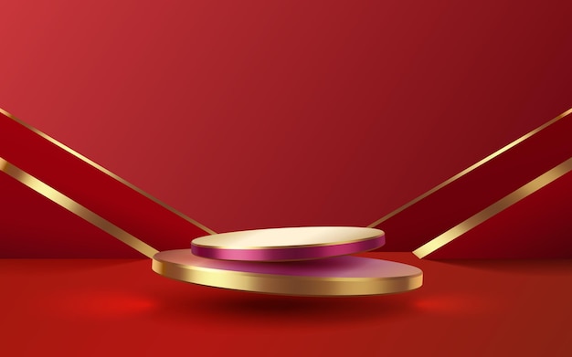 赤いステージ表彰台賞の装飾要素の背景ベクトルのステージ表彰台シーン