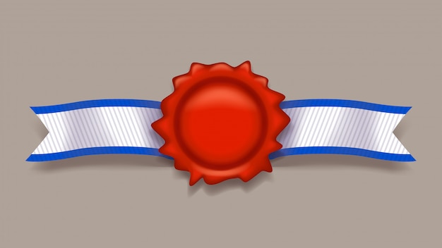 Red stamp with ribbon