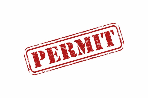 A red stamp with the word permit in the middle
