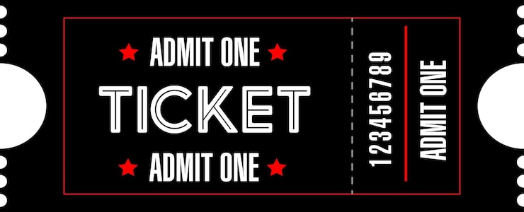 Vector red star ticket design with black background