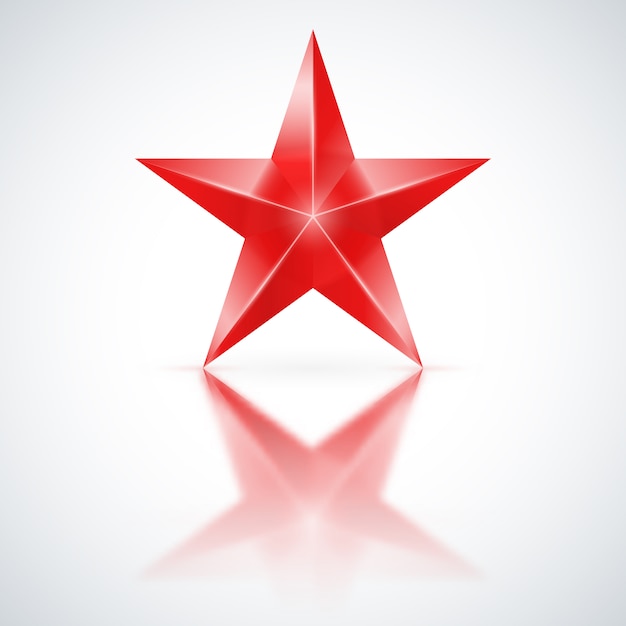 Vector red star on white background