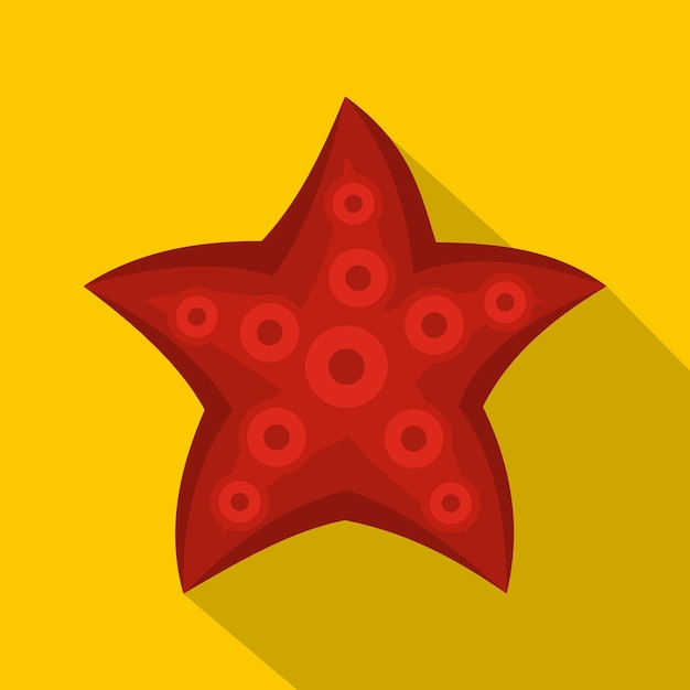 Red starfish icon. Flat illustration of red starfish vector icon for web