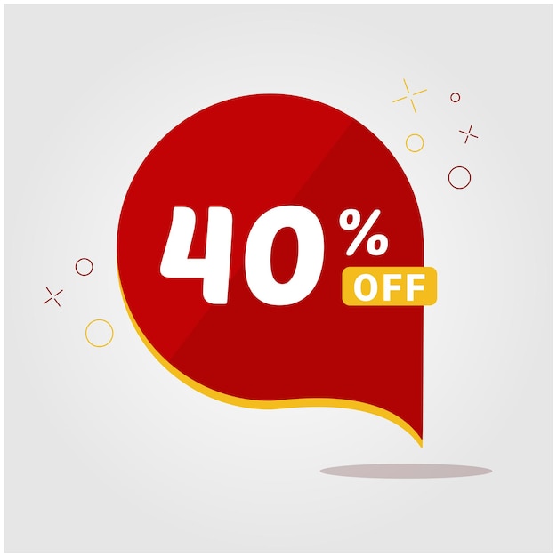 Vector red sticker with 40 off isolated vector round sale tag discount offer price tag 40 discount symbol