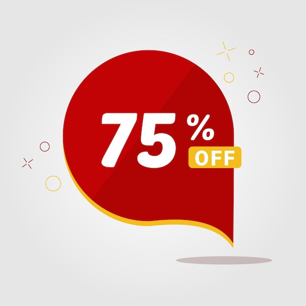 Red sticker with 75 off Isolated vector round sale tag Discount offer price tag 75 discount symbol