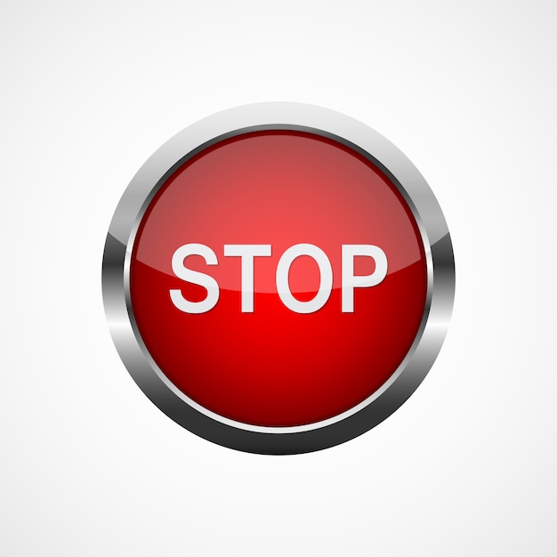 Vector red stop button.