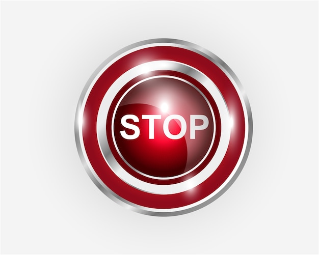 Vector red stop button.