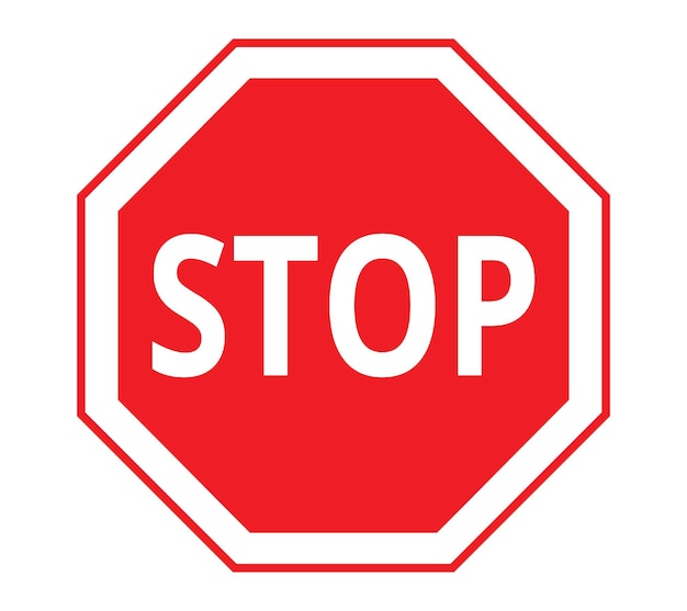 Red Stop Sign on white background. Traffic regulatory warning stop symbol.