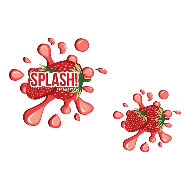 Red Strawberry Fruit Fresh Splash Juice Drink Illustration