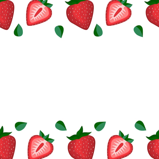 Vector red strawberry vegan berry vector flat seamless pattern