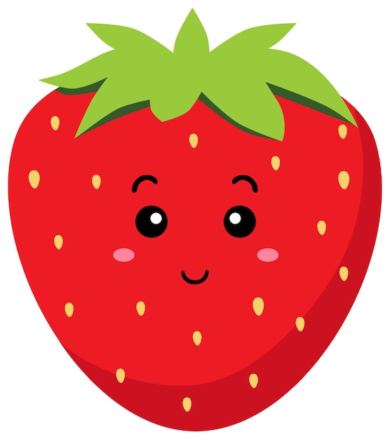 Vector a red strawberry with a green face and a green eyes
