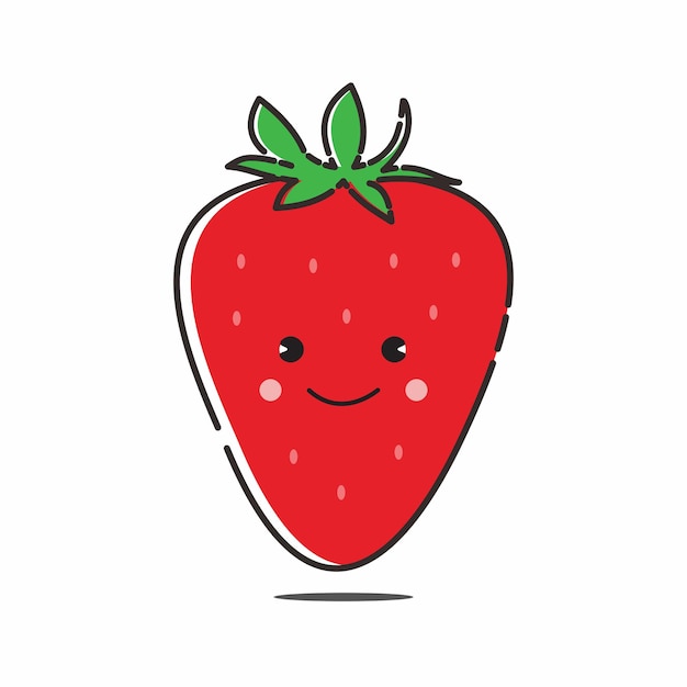 Vector a red strawberry with a smiley face.