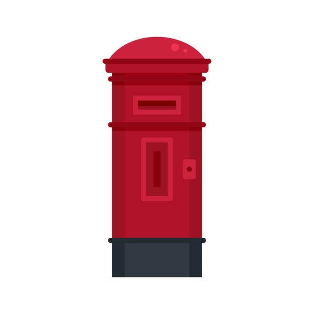 Red street post box icon Flat illustration of red street post box vector icon for web design