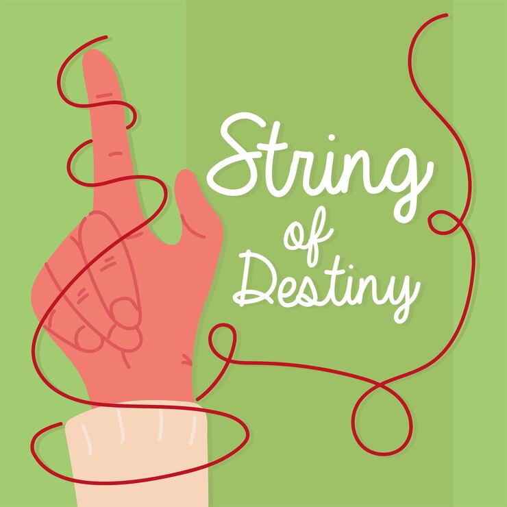 Vector red string of destiny card