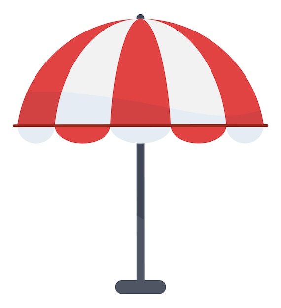 Vector red striped beach umbrella. summer cafe awning