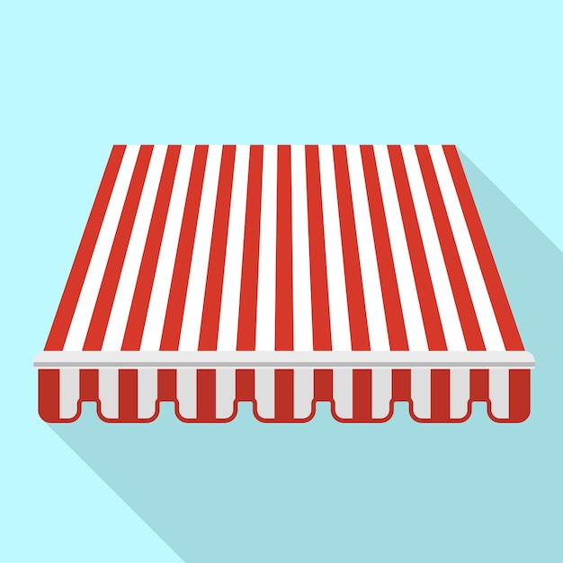 Red striped canopy icon Flat illustration of red striped canopy vector icon for web design