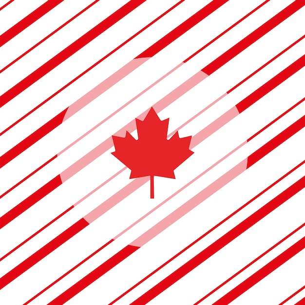 Vector red striped pattern with canadian leaves vector graphics