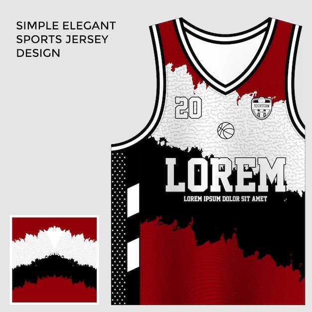 Modello di maglia da basket a sublimazione rossa