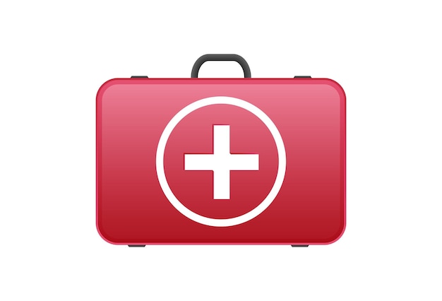 Vector red suitcase of medical aid