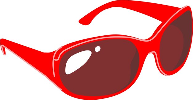 Vector red summer glasses sunglasses for sun shine protection fashion eyewear accessory in flat style