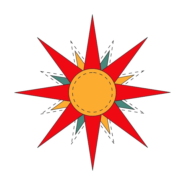 赤い太陽ロシアのシンボル休日春shrovetide装飾落書きベクトルイラスト印刷用