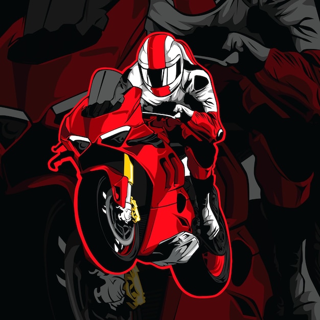 Red Superbike Racing Vector