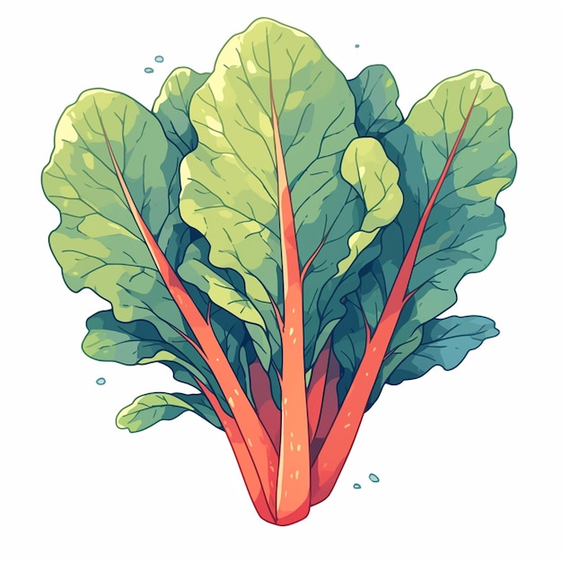 Vector red swiss chard with colorful stems