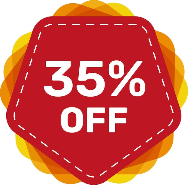 red tag 35 percent off vector flat