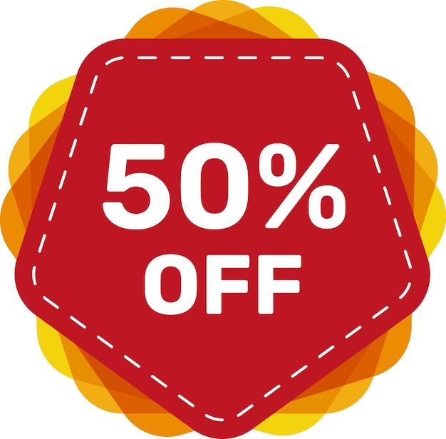 red tag 50 percent off vector flat