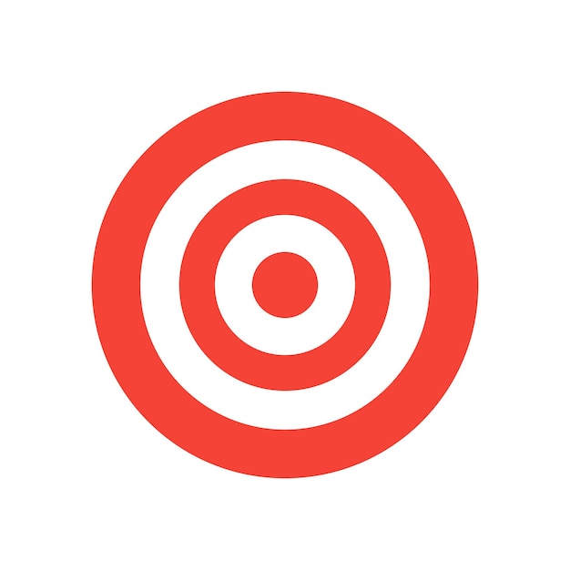 Значок красной цели Бизнес или маркетинговый знак цели изолированы на белом фоне Векторная иллюстрация