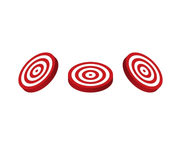 Red target icon set Isometric set of red target vector icons for web design isolated on white background