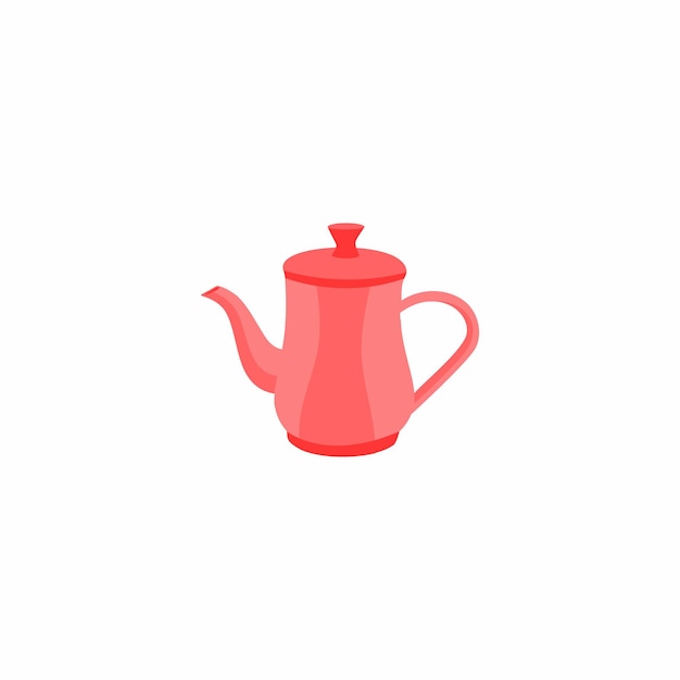 A red teapot with a white background and the word tea on it.