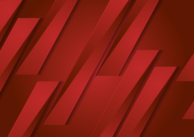 Red tech abstract geometric background vector design