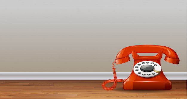 Vector red telephone on background