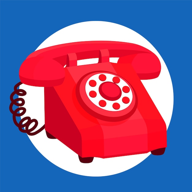 Vector red telephone cartoon vector illustration