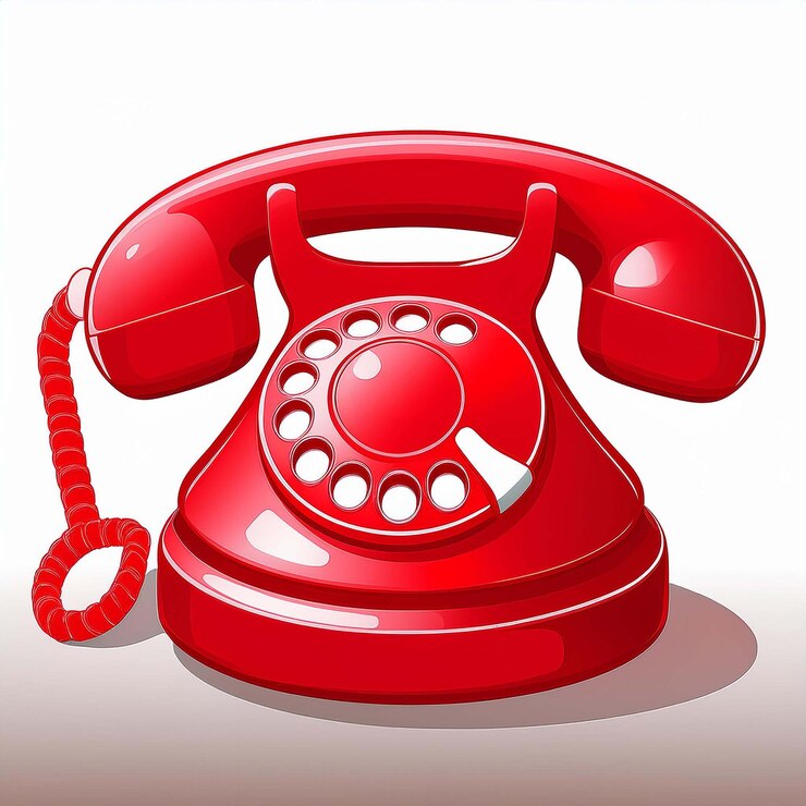 Vector a red telephone with the words quot the number 7 quot on the bottom