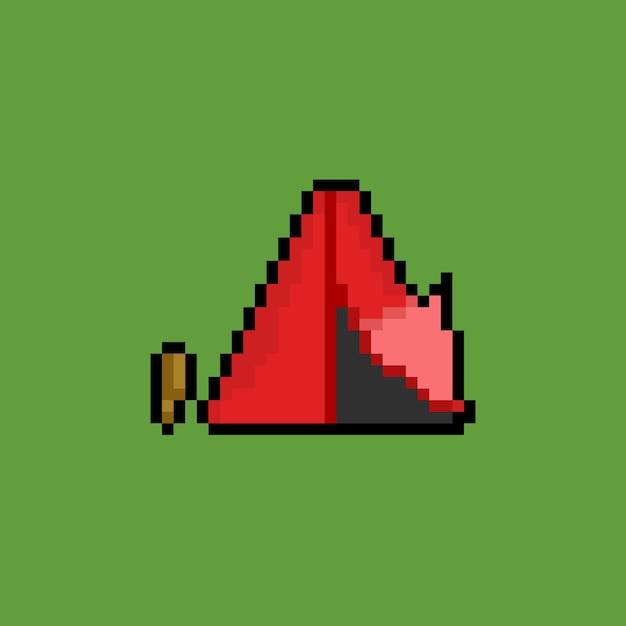 Tenda rossa con stile pixel art