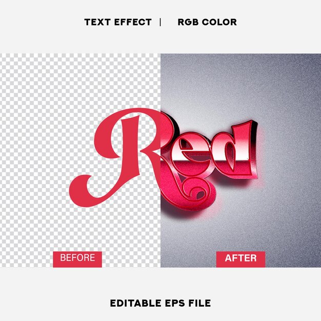 Red Text Effect Illustrator