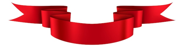 Vector red textile ribbon mockup decorative silk tape