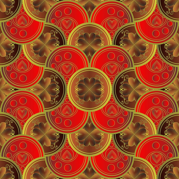 Red textured abstract background with a combination of gold lines