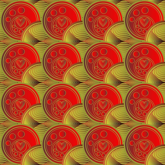 Vector red textured abstract background with a combination of gold lines