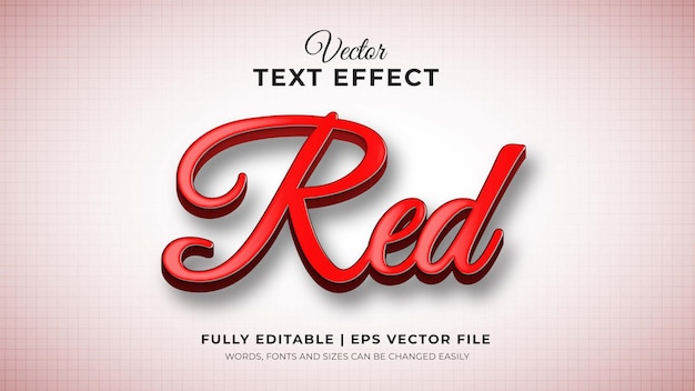 Red theme text effect with 3d editable text effect