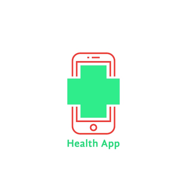 Red thin line phone like simple health app logo