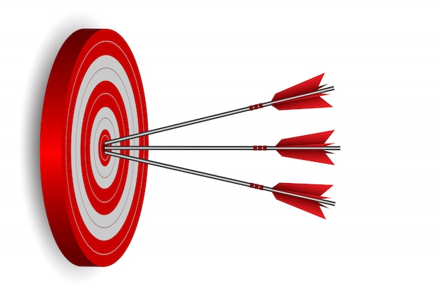 Red three arrows darts in target circle illustration