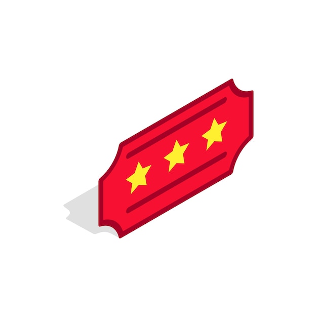 Red ticket icon in isometric 3d style on a white background